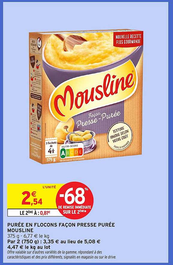 PURÉE EN FLOCONS FAÇON PRESSE PURÉE MOUSLINE