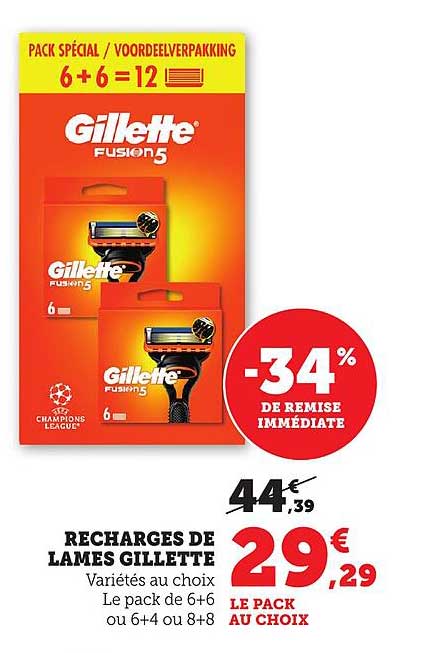 RECHARGES DE LAMES GILLETTE