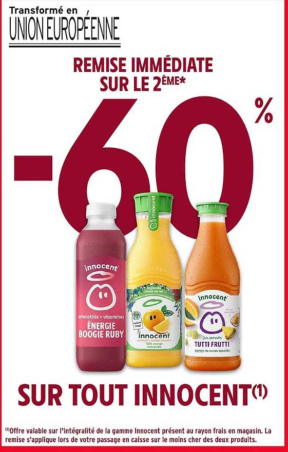 REMPRISE IMMEDIATE SUR LE 2EME* -60% SUR TOUT INNOCENT