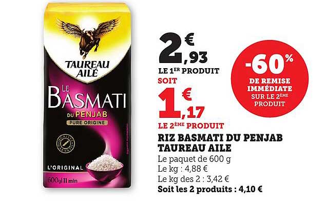 RIZ BASMATI DU PENJAB TAUREAU AILé