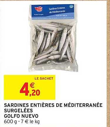 SARDINES ENTIÈRES DE MÉDITERRANÉE SURGELÉES GOLFO NUEVO