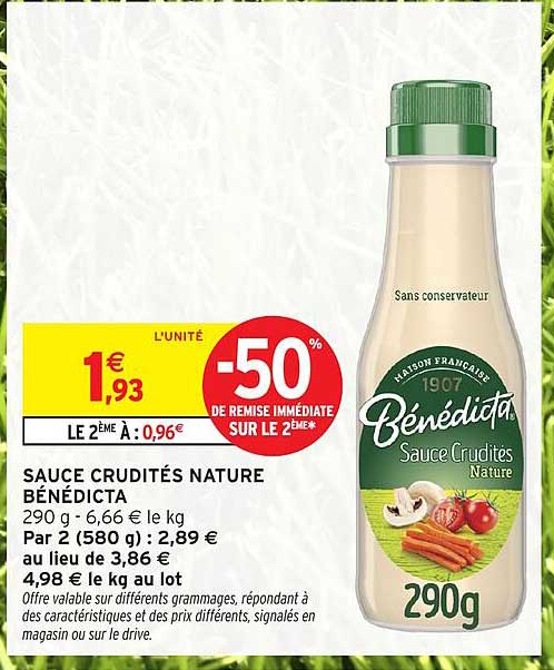 SAUCE CRUDITÉS NATURE BÉNÉDICTA