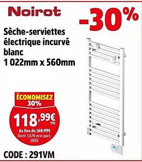 Sèche-serviettes électrique incurvé blanc