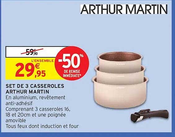 SET DE 3 CASSEROLES ARTHUR MARTIN