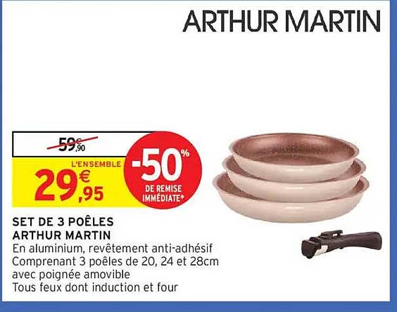 SET DE 3 POÊLES ARTHUR MARTIN