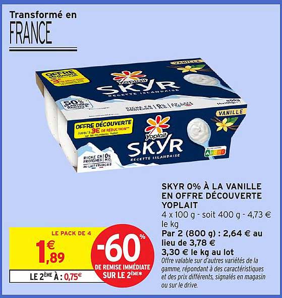 SKYR 0% À LA VANILLE EN OFFRE DÉCOUVERTE YOPLAIT