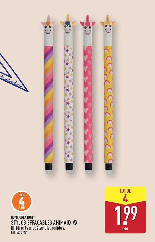STYLOS EFFACABLES ANIMAUX