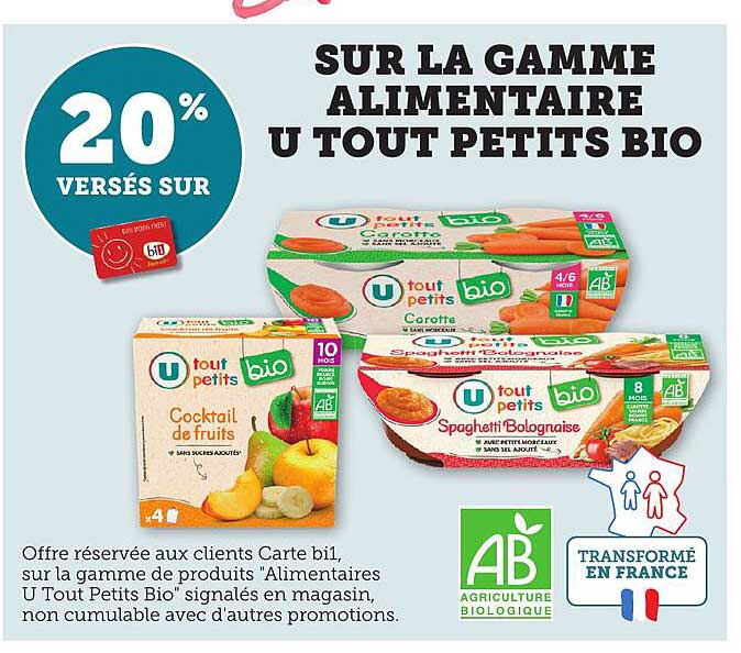 SUR LA GAMME ALIMENTAIRE U TOUT PETITS BIO