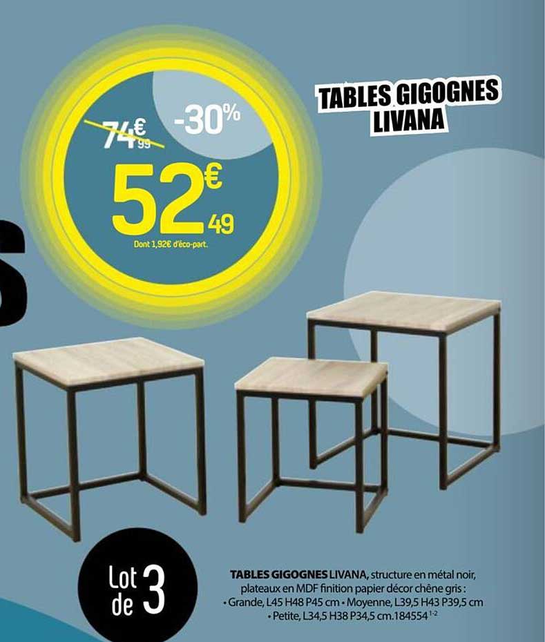 TABLES GIGOGNES LIVANA