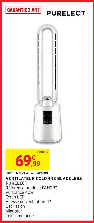 VENTILATEUR COLONNE BLADELESS PURELECT