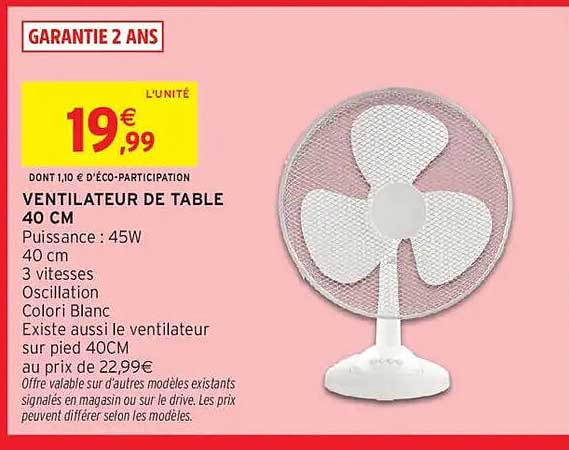 VENTILATEUR DE TABLE 40 CM