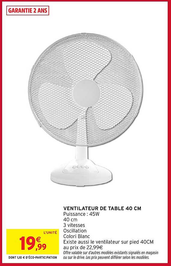 VENTILATEUR DE TABLE 40 CM
