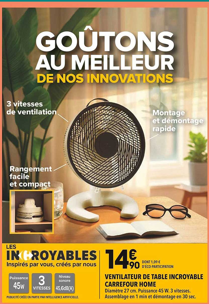 VENTILATEUR DE TABLE INCROYABLE CARREFOUR HOME
