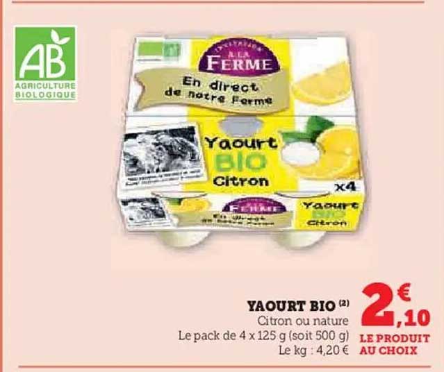 YAOURT BIO (2) Citron ou nature