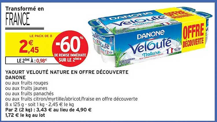 YAOURT VELOUTÉ NATURE EN OFFRE DÉCOUVERTE DANONE