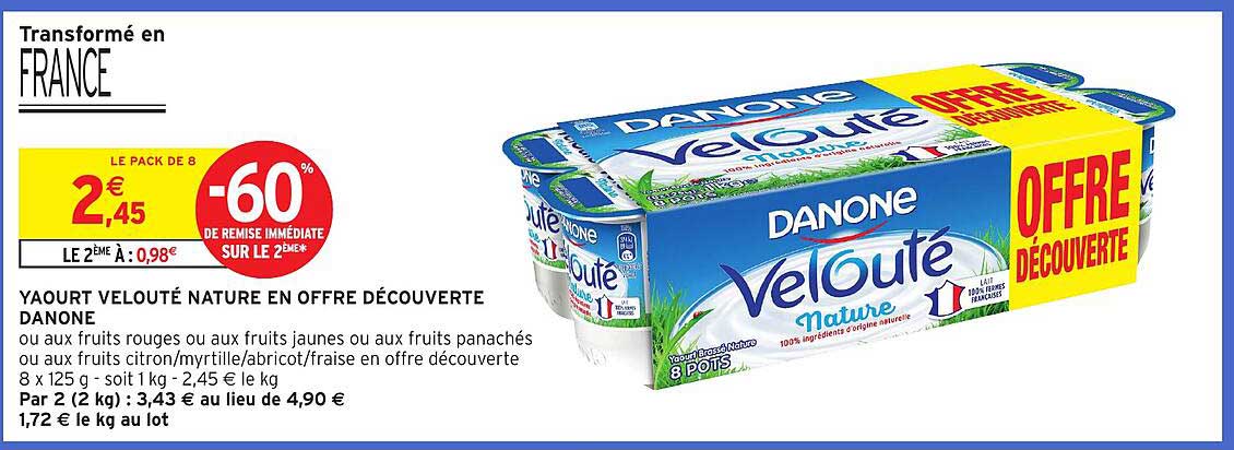 YAOURT VELOUTÉ NATURE EN OFFRE DÉCOUVERTE DANONE