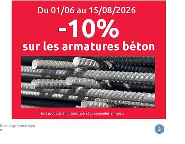 -10% sur les armatures béton