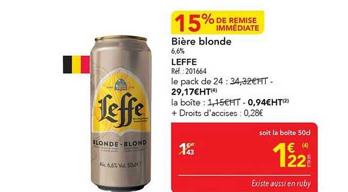 15% DE REMISE IMMÉDIATE Bière blonde LEFFE