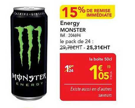 15% de remise immédiate Energy MONSTER
