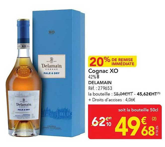 20% DE REMISE IMMÉDIATE Cognac XO 42% DELAMAIN