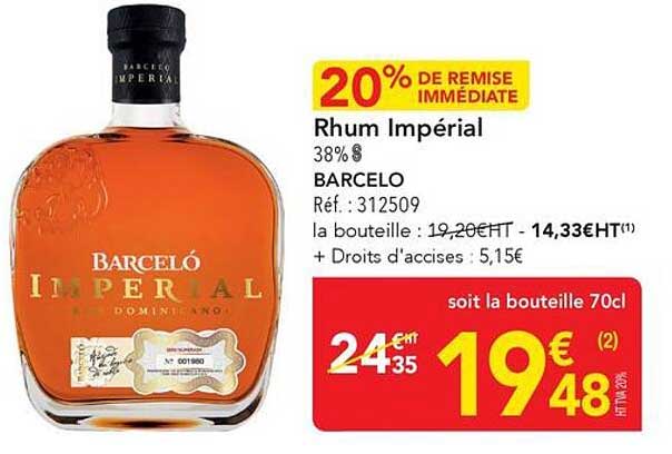 20% DE REMISE IMMÉDIATE Rhum Impérial