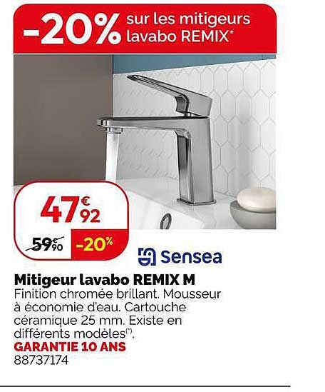 -20% sur les mitigeurs lavabo REMIX*