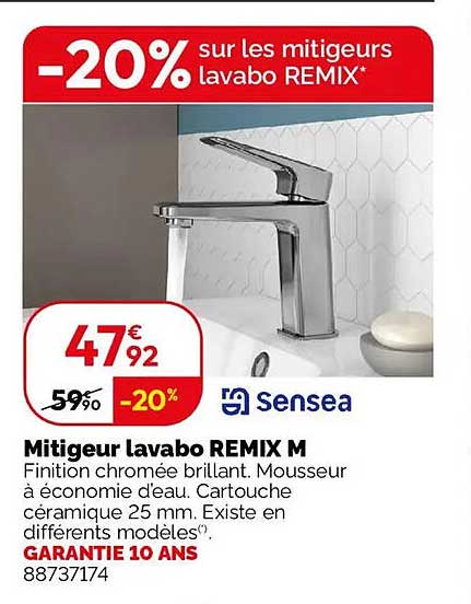 -20% sur les mitigeurs lavabo REMIX*
