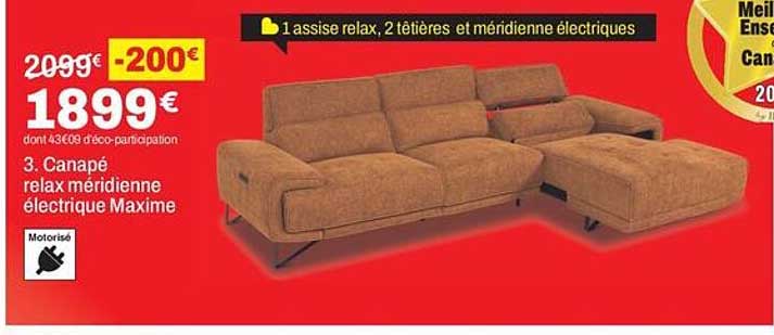 3. Canapé relax méridienne électrique Maxime