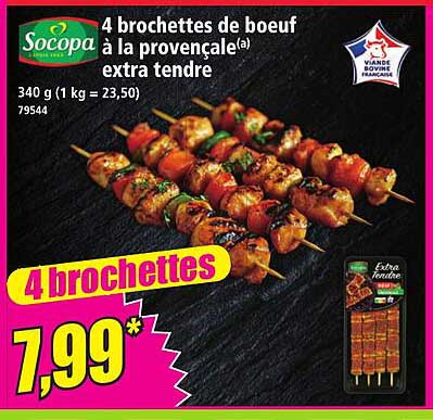 4 brochettes de boeuf à la provençale(a) extra tendre