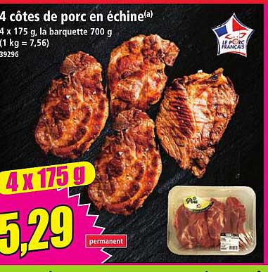 4 côtes de porc en échine(a)