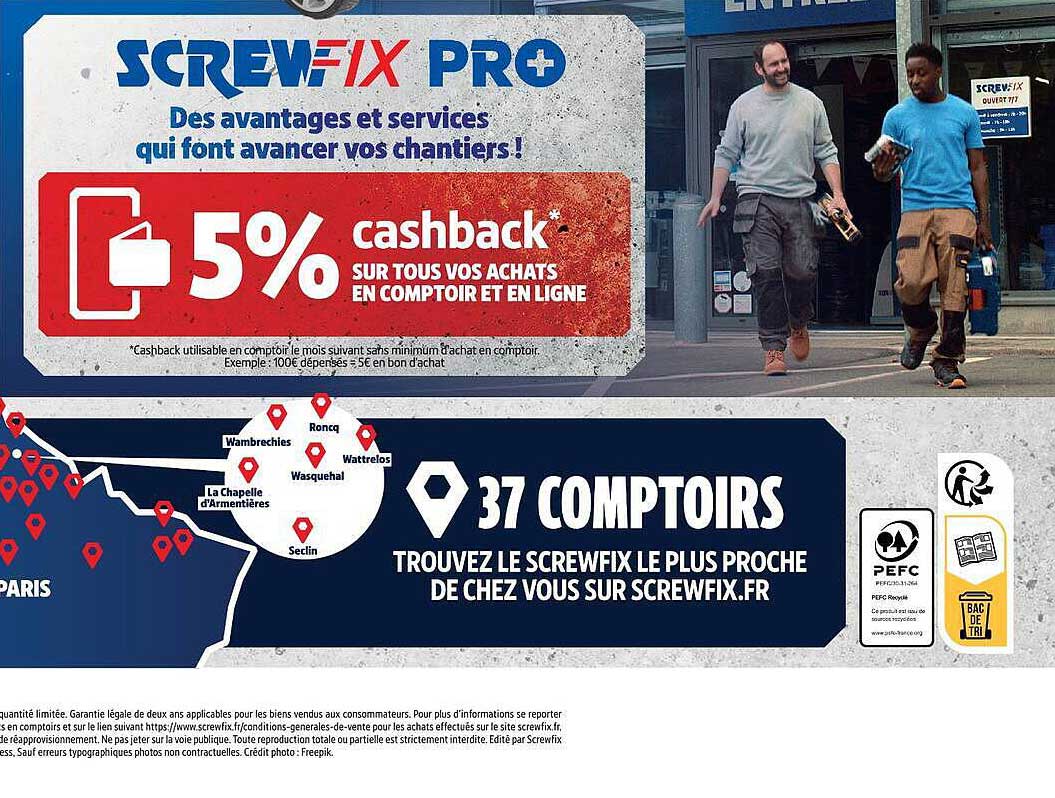 5% cashback* SUR TOUS VOS ACHATS EN COMPTOIR ET EN LIGNE