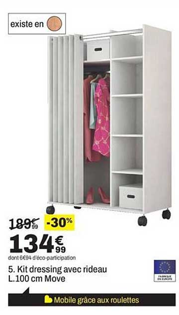 5. Kit dressing avec rideau L.100 cm Move