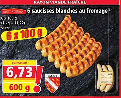 6 saucisses blanches au fromage(a)