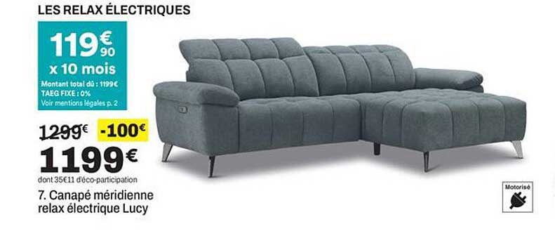 7. Canapé méridienne relax électrique Lucy