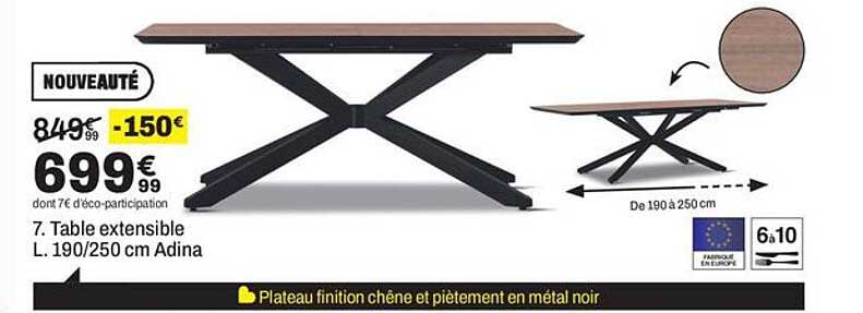 7. Table extensible L. 190/250 cm Adina