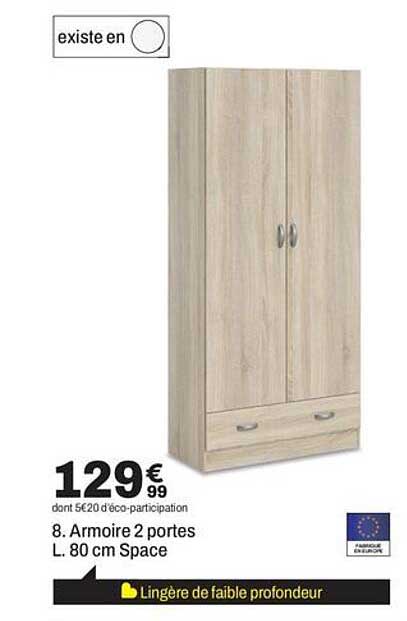 8. Armoire 2 portes L. 80 cm Space