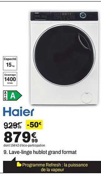 9. Lave-linge hublot grand format