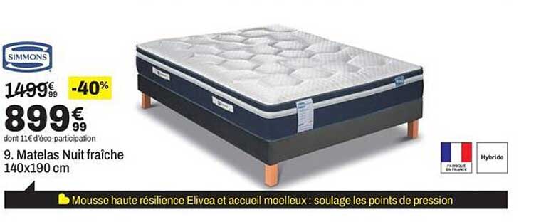 9. Matelas Nuit Fraîche 140x190 cm