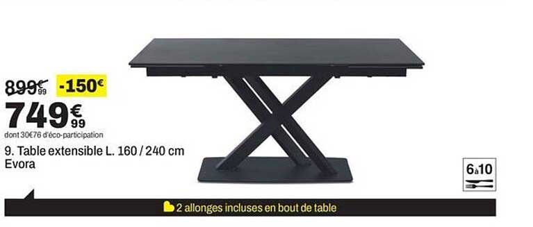9. Table extensible L. 160 / 240 cm Evora