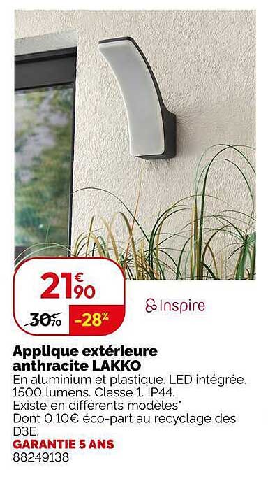 Applique extérieure anthracite LAKKO