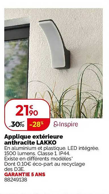 Applique extérieure anthracite LAKKO