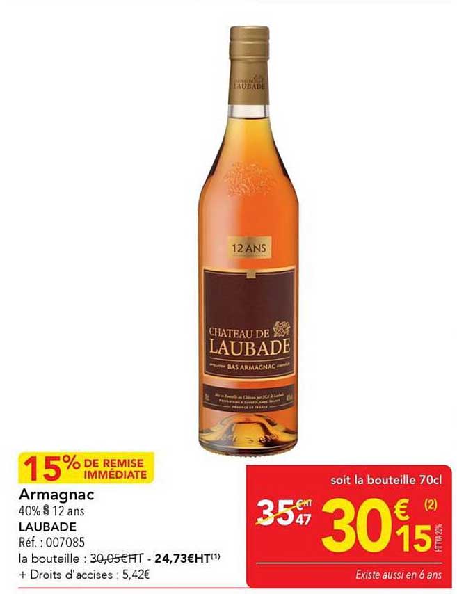Armagnac 40% 12 ans LAUBADE