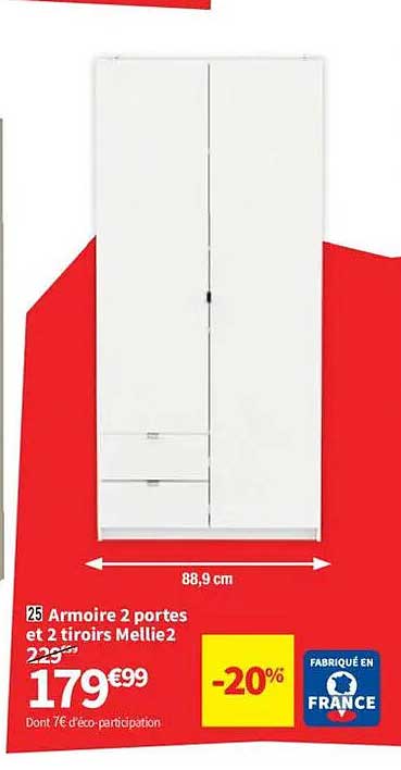 Armoire 2 portes et 2 tiroirs Mellie2