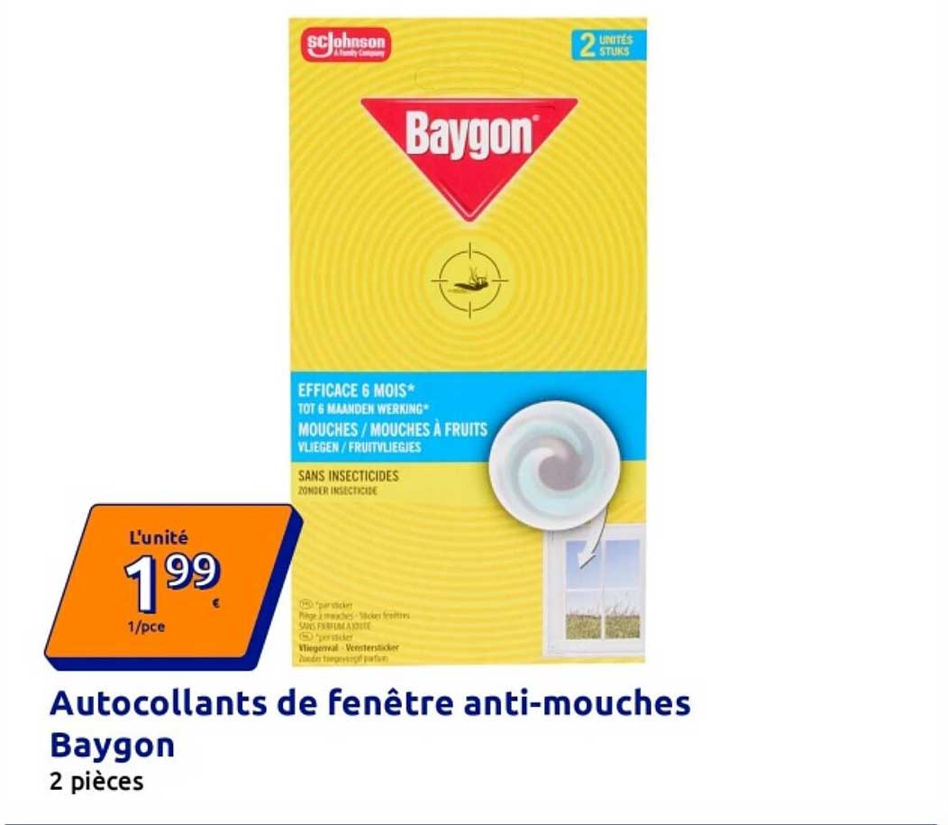 Autocollants de fenêtre anti-mouches Baygon 2 pièces