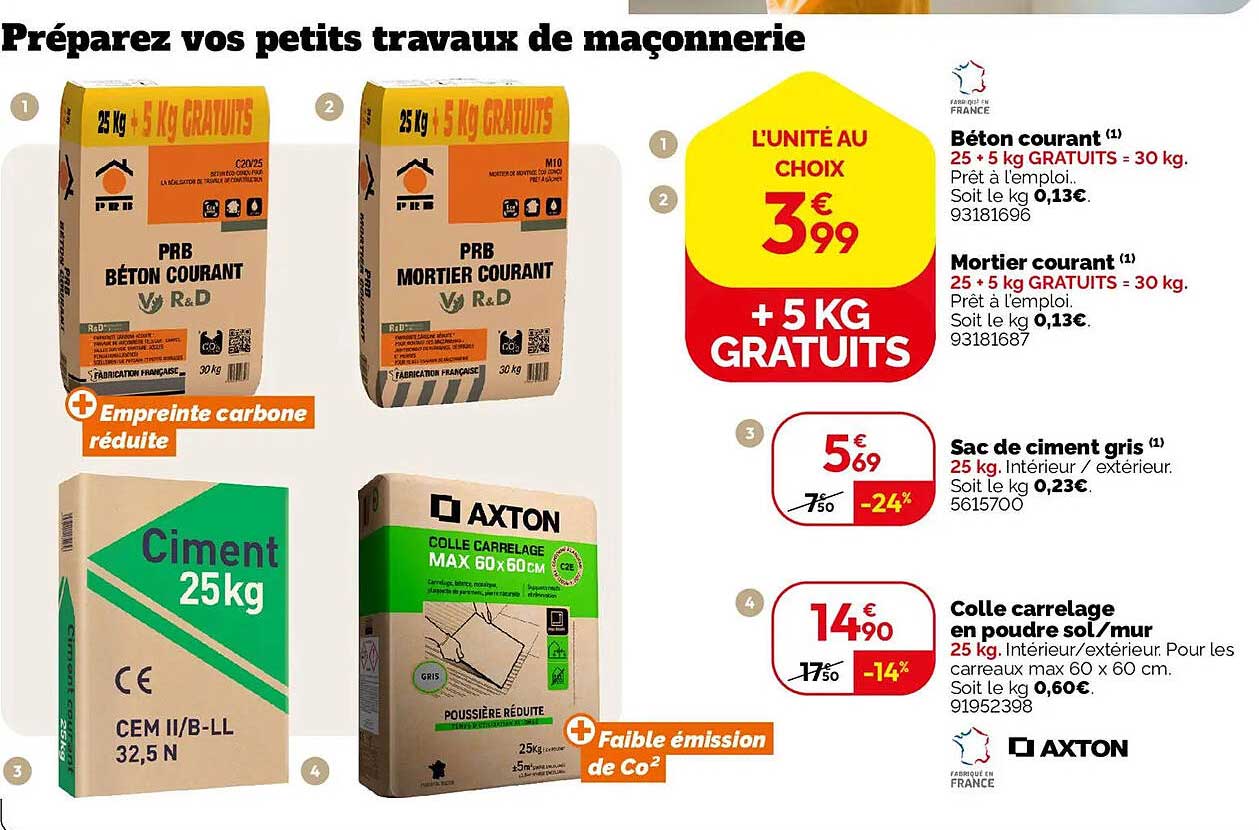 Béton courant (1) 25 + 5 kg GRATUITS = 30 kg. Prêt à l'emploi.