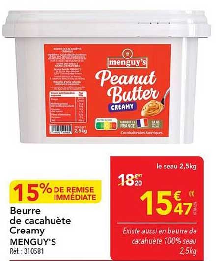Beurre de cacahuète Creamy MENGUY'S