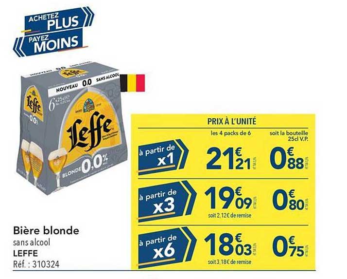 Biere blonde sans alcool LEFFE