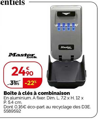 Boîte à clés à combinaison