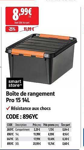 Boîte de rangement Pro 15 14L