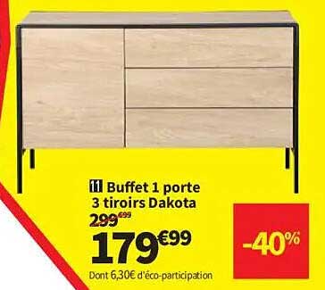 Buffet 1 porte 3 tiroirs Dakota